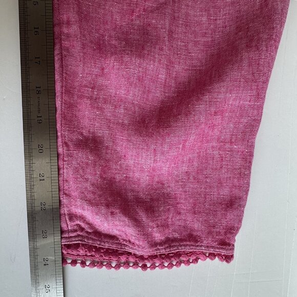Talbots Pants Womens 12 Pink Linen Cropped Tassel Drawstring Resort Boho Trim‎ - Picture 8 of 13